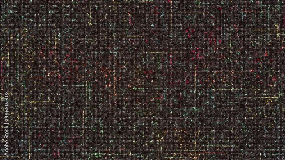 Poster microchip diagram with moving lines. animation. movement of networks and pulses inside computer boar