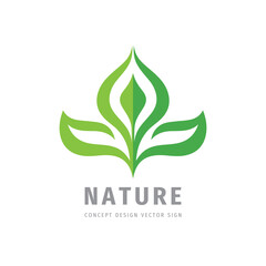 Nature leaves concept logo design. Development business sign. Green plant flora symbol. Health icon. Vector illustration.