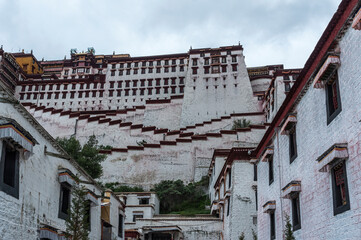 LHASA, TIBET - AUGUST 17, 2018: Magnificent Potala Palace in Lhasa, home of the Dalai Lama before...