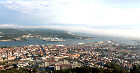 Fototapeta premium Overview of the city of Viana do Castelo and Lima River Bay in northern Portugal