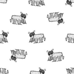 Funny Monster Feline Drawing Motif Pattern