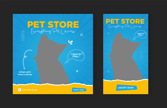 Pet Shop Banner For Instagram Post And Story Template