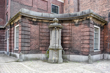 Binnenhof, The Hague, Holland. Netherlands.. At the Hofpoort on the courtyard is one of the few old...