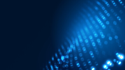 Dot blue wave light screen gradient texture background. Abstract ai technology big data digital background. 3d rendering.