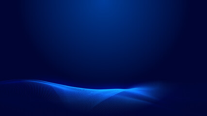 Dot blue wave light screen gradient texture background. Abstract  technology big data digital background. 3d rendering.