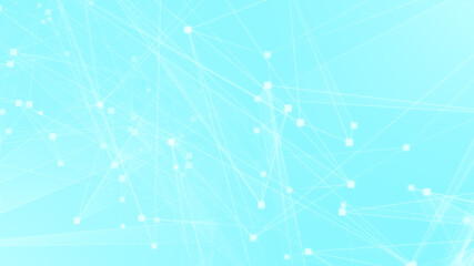 Abstract blue white polygon tech network with connect technology background. Abstract dots and lines texture background. 3d rendering.