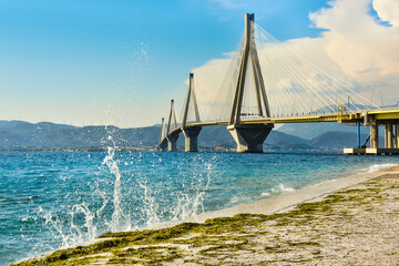 a new bridge in Greece that connects the mainland with the Peloponnese peninsula 