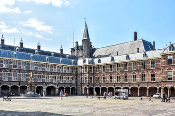 The Binnenhof (Inner Court) in City center of The Hague. Netherlands. With its parliament...