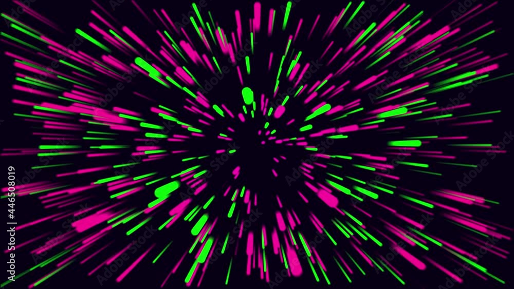 Poster colorful straight lines on a dark background. abstract seamless looped animation of neon, glowing li