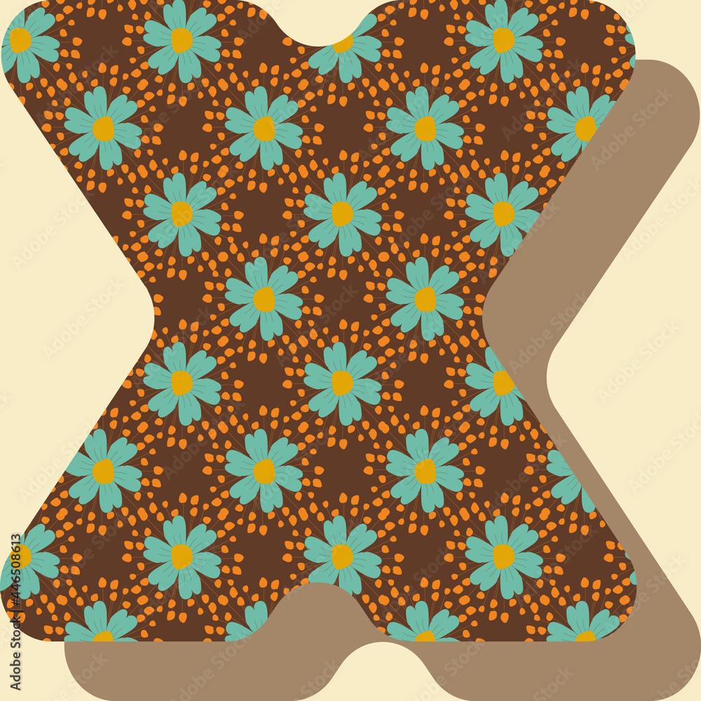 Poster letter x from the alphabet vector seamless repeat pattern print background
