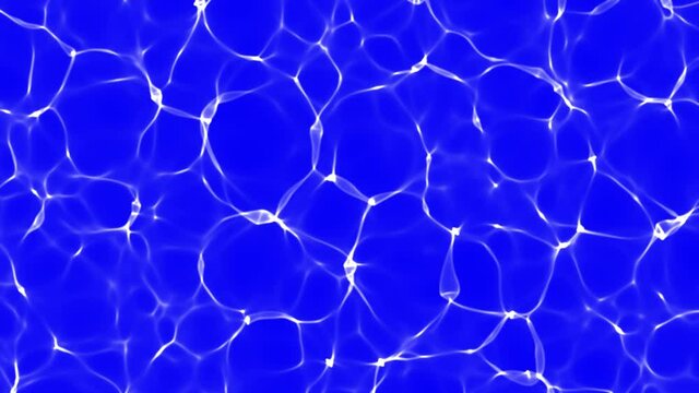 Water caustics Background. Organic abstract white caustic water liquid ripple texture pattern on a blue minimalist background. Pure, clean water in the pool. 3D Animation loop. 4K