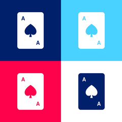 Ace Of Spades blue and red four color minimal icon set