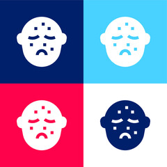 Acne blue and red four color minimal icon set
