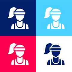 Athlete blue and red four color minimal icon set