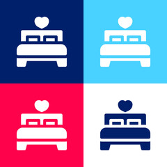 Bed blue and red four color minimal icon set