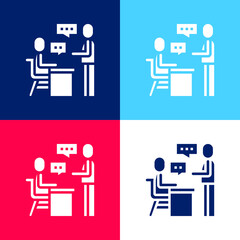 Assigment blue and red four color minimal icon set