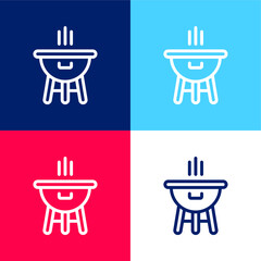 Bbq blue and red four color minimal icon set