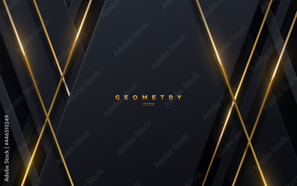 Poster abstract black background with golden glowing strings.