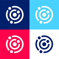 Atom blue and red four color minimal icon set