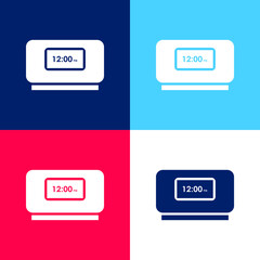 Alarm Clock blue and red four color minimal icon set