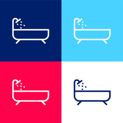 Bathtub blue and red four color minimal icon set