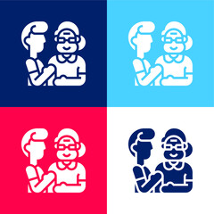 Beneficiary blue and red four color minimal icon set