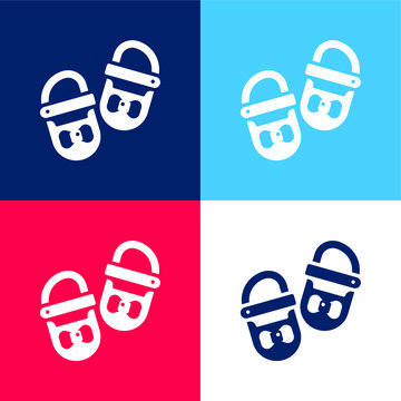 Baby Shoes Blue And Red Four Color Minimal Icon Set