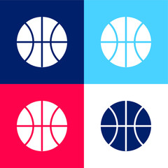 Basketball Match blue and red four color minimal icon set