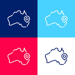 Australia blue and red four color minimal icon set