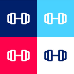 Barbell blue and red four color minimal icon set