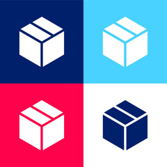 Box blue and red four color minimal icon set