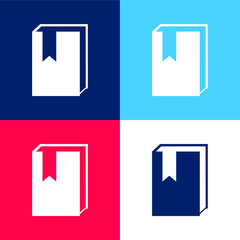 Book blue and red four color minimal icon set