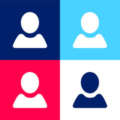 Black User Shape blue and red four color minimal icon set