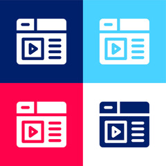 Blog blue and red four color minimal icon set