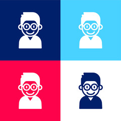 Boy blue and red four color minimal icon set