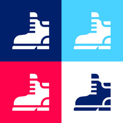 Boots blue and red four color minimal icon set