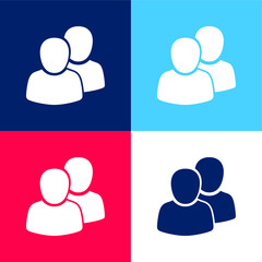 2 Users blue and red four color minimal icon set