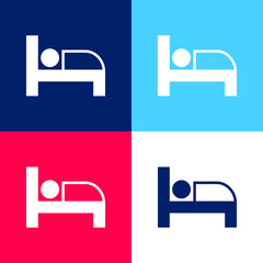 Bed blue and red four color minimal icon set