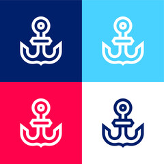 Anchor blue and red four color minimal icon set