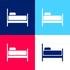 Bed blue and red four color minimal icon set