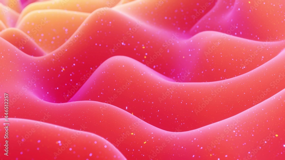 Poster 3d rendering. beautiful abstract 3d background with gradient red colors, surface with abstract waves