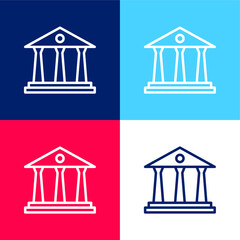 Bank blue and red four color minimal icon set