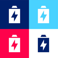 Battery blue and red four color minimal icon set