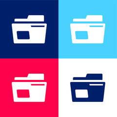 Archive blue and red four color minimal icon set