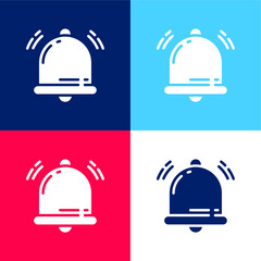 Fototapeta premium Bell blue and red four color minimal icon set