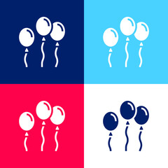 Fototapeta premium Balloon blue and red four color minimal icon set