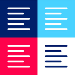 Align Left blue and red four color minimal icon set