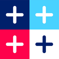 Obraz premium Addition Thick Symbol blue and red four color minimal icon set