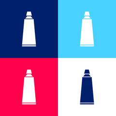 Bathroom Toothpaste Tube blue and red four color minimal icon set