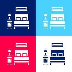 Bed blue and red four color minimal icon set